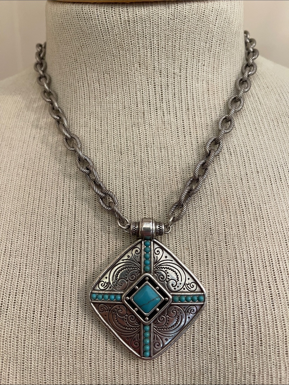 Brighton Primrose Pendant Necklace Silver-Turquoise - Picture 5 of 16